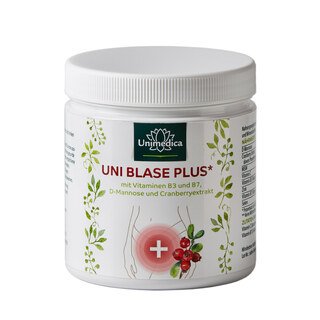 Uni Blase (Bladder) Plus - with D-Mannose, Cranberry, Vitamin C, B3 and B7 - 293 g powder - from Unimedica/