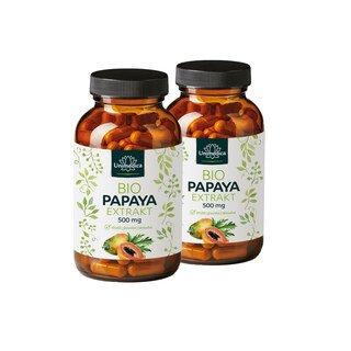 Lot de 2: Extrait de papaye BIO  1 500 mg par dose journalière - 120 gélules - par Unimedica/