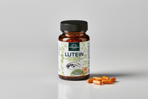Lutein - mit Zeaxanthin + Vitamin B2 + Beta Carotin + Vitamin A - 90 Kapseln - von Unimedica