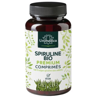 Lot de 2: Spiruline BIO - 6000 mg -- par dose quotidienne - hautement dosée - 2 x 500 comprimés - par Unimedica