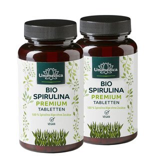 2er-Sparset: Bio Spirulina Premium - 6000 mg pro Tagesdosis (3 x 4 Tabletten) -  hochdosiert - 2 x 500 Tabletten - von Unimedica/