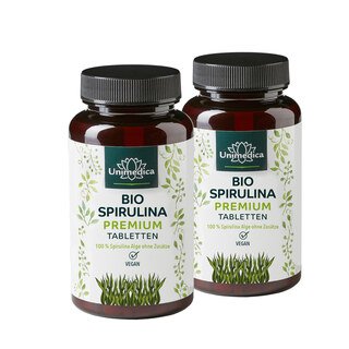 Set: Premium Organic Spirulina - 6000 mg per daily intake - high-dose - 2 x 500 tablets - from Unimedica/