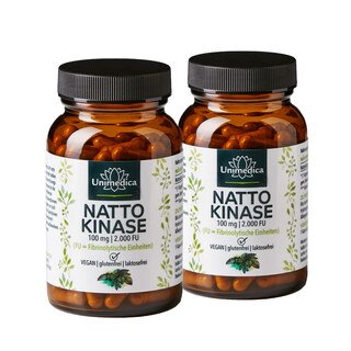 2er-Sparset: Nattokinase - 100 mg / 2000 FU pro Tagesdosis (1 Kapsel) - 2 x 120 Kapseln - von Unimedica