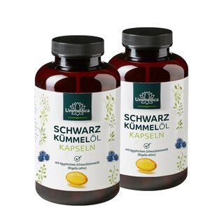 2er-Sparset: Schwarzkümmelöl Softgelkapseln - 3000 mg pro Tagesdosis - 2 x 400 Softgelkapseln - von Unimedica/