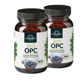 2er-Sparset: Bio OPC - mit 30 % reinem OPC Gehalt - 300 mg OPC pro Tagesdosis (2 Kapseln) - 2 x 60 Kapseln - von Unimedica/