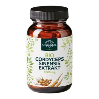 Cordyceps sinensis bio  1 000 mg par dose journalière (2 gélules)  extrait avec 30 % de polysaccharides  hautement dosé - 90 gélules - par Unimedica