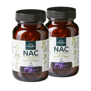 : 2er-Sparset: NAC - 250 mg pro Tagesdosis - N-Acetyl-Cystein aus natürlicher Fermentation - 2 x 90 Kapseln - von Unimedica