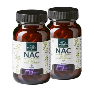 2er-Sparset: NAC - 250 mg pro Tagesdosis - N-Acetyl-Cystein aus natürlicher Fermentation - 2 x 90 Kapseln - von Unimedica/