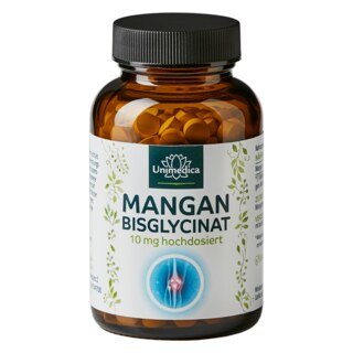 Mangan - 10 mg Mangan Bisglycinat pro Tagesdosis (1 Tablette) - hochdosiert - 365 Tabletten - von Unimedica/