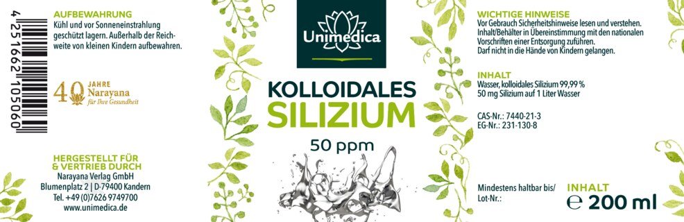 Kolloidales Silizium - 50 ppm - 200 ml - von Unimedica