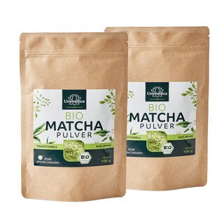 2er-Sparset: Bio Matcha Pulver - 2 x 100 g -  traditioneller japanischer Grüntee - von Unimedica