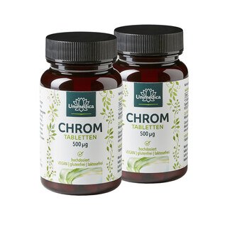 2er-Sparset: Chrom - 500 µg hochdosiert ( 1 Tablette) - 2 x 180 Tabletten - von Unimedica/