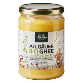 Ghee BIO  lait de foin de l'Allgäu  issu du pâturage et du fourrage à base d'herbe - 500 g - par Unimedica/