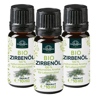 3er-Set: Bio Zirbenöl - 100% naturreines Arvenöl - Zirben-Aroma - ätherisches Öl - 3 x 10 ml - von Unimedica/