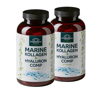 2er-Sparset: Marine Kollagen + Hyaluron Comp - mit Fisch Kollagen, Vitaminen und Mineralien - 2 x 180 Kapseln - von Unimedica/