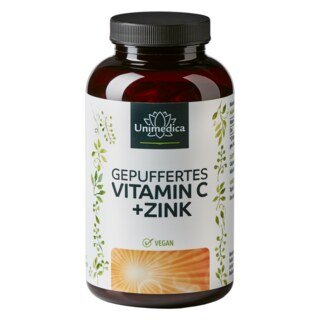 Buffered Vitamin C + Zinc - 1000 mg vitamin C and 20 mg zinc per daily dose (2 capsules) - 365 capsules - from Unimedica/