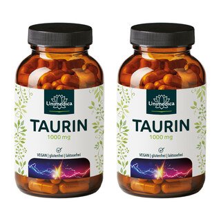 2er-Sparset: Taurin - 1000 mg pro Tagesdosis (2 Kapseln) - 2 x 120 Kapseln - Taurine - von Unimedica/