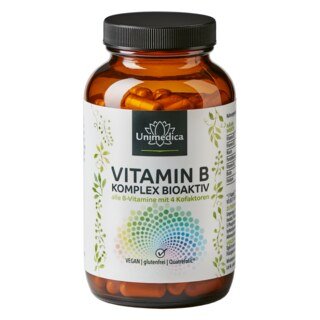 : Vitamin B Komplex - Bioaktiv - mit 4 Kofaktoren - hochdosiert - 180 Kapseln - von Unimedica