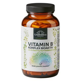 Vitamin B Komplex - Bioaktiv - mit 4 Kofaktoren - hochdosiert - 180 Kapseln - von Unimedica