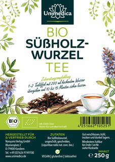 Bio Süßholzwurzel Tee - Liquiritiae radix nat. conc. bio - ungeschält und geschnitten - 250 g - von Unimedica