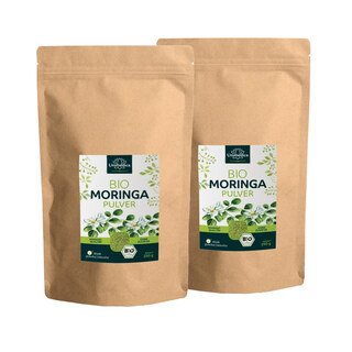 2er-Sparset: Bio Moringa Pulver - 2 x 250 g - aus Ägypten/Indien - Rohkostqualität - von Unimedica/