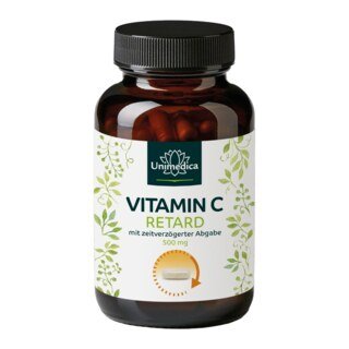 Vitamin C RETARD - mit zeitverzögerter Freigabe - 500 mg pro Tagesdosis (1 Kapsel) - 120 Kapseln - von Unimedica