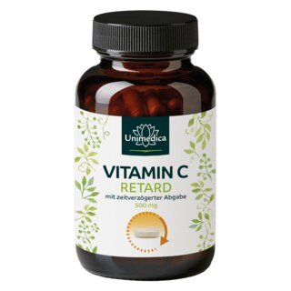 Vitamin C RETARD - mit zeitverzögerter Freigabe - 500 mg pro Tagesdosis (1 Kapsel) - 120 Kapseln - von Unimedica