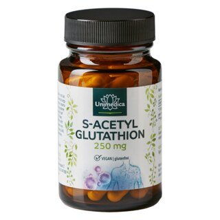 S-Acetyl-Glutathion - stabile Glutathionform - 250 mg pro Tagesdosis (1 Kapsel) - hochdosiert - 60 Kapseln - von Unimedica/