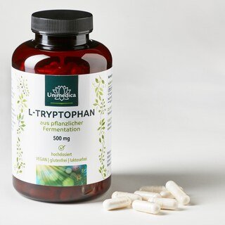 2er-Sparset: L-Tryptophan - 500 mg pro Tagesdosis (1 Kapsel) - hochdosiert - 2 x 240 Kapseln - von Unimedica