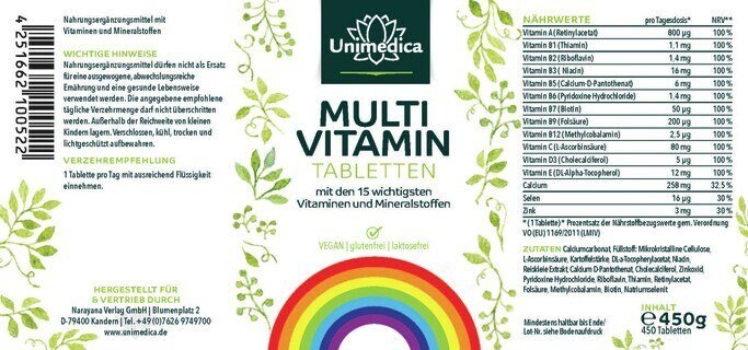 2er-Sparset: Multivitamin - 2 x 450 Tabletten - von Unimedica