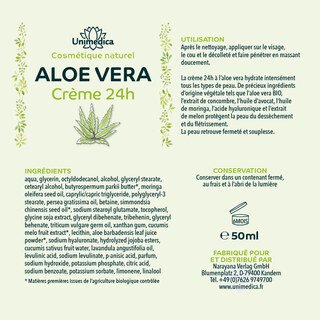 Lot de 2: Crème 24h à l'aloe vera - 2 x 50 ml - par Unimedica