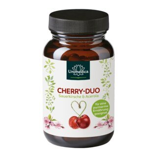 Cherry-Duo  Sauerkirsche & Acerola - 1100 mg Sauerkirschfrucht-Extrakt pro Tagesdosis (2 Kapseln) - 60 Kapseln - von Unimedica