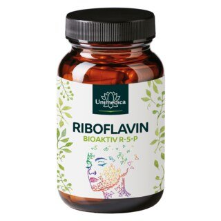 Riboflavin bioactive  Sodium-Riboflavin-5-Phosphate (R-5-P) - 100 mg per daily dose (1 capsule) - 90 capsules - from Unimedica/