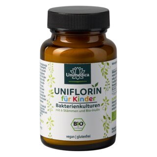 Uniflorin pour enfants  Cultures bactériennes avec 6 souches et de l'inuline BIO - 48 g de poudre - par Unimedica/