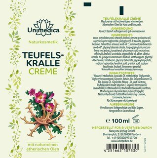 Crème à l'harpagophytum - aux huiles essentielles 100 % naturelles - 100 ml - par Unimedica
