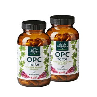 2er-Sparset: OPC forte - 800 mg Traubenkernextrakt pro Tagesdosis (2 Kapseln) - 2 x 180 Kapseln - von Unimedica/
