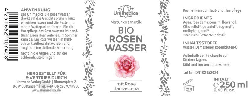 Bio Rosenwasser - Spray - 250 ml - von Unimedica