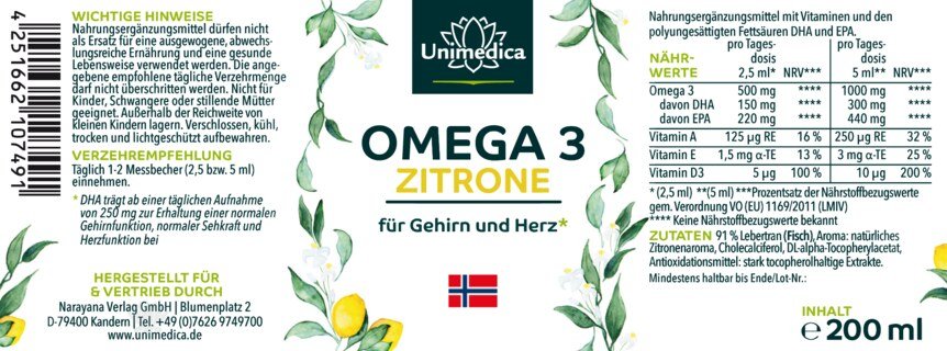 Omega-3 Lemon - 200 ml - Unimedica