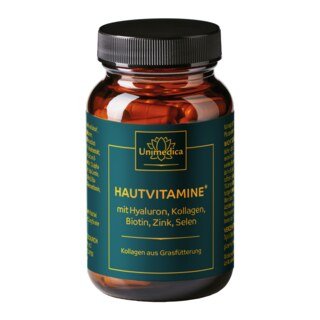 Hautvitamine - Komplex mit Kollagen aus Grasfütterung - 90 Kapseln - von Unimedica/