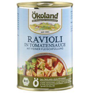 Ravioli in Tomatensauce mit feiner Fleischfüllung bio - Ökoland - 400 g - Sonderangebot kurze Haltbarkeit/
