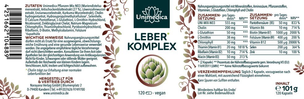 2er-Sparset: Leber* Komplex - 2 x 120 Kapseln - von Unimedica