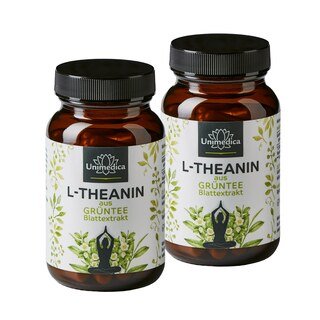 Set: L-Theanine  from green tea leaf extract  501 mg per daily dose  2 x 60 capsules  from Unimedica/