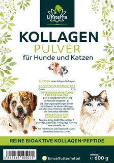 2er-Sparset: Kollagen Pulver für Hunde und Katzen - Kollagen-Hydrolysat vom Rind - Einzelfuttermittel - 2 x 600 g - von Uniterra