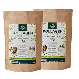 2er-Sparset: Kollagen Pulver für Hunde und Katzen - Kollagen-Hydrolysat vom Rind - Einzelfuttermittel - 2 x 600 g - von Uniterra/