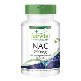 NAC 250 mg - N-Acetyl-Cystein - 90 Kapseln - Sonderangebot kurze Haltbarkeit/
