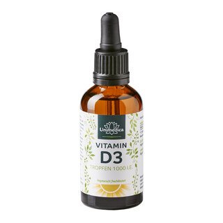 Vitamin D3 Tropfen - 1000 I.E. / 25 µg pro Tagesdosis  - 50 ml - von Unimedica - Sonderangebot kurze Haltbarkeit/