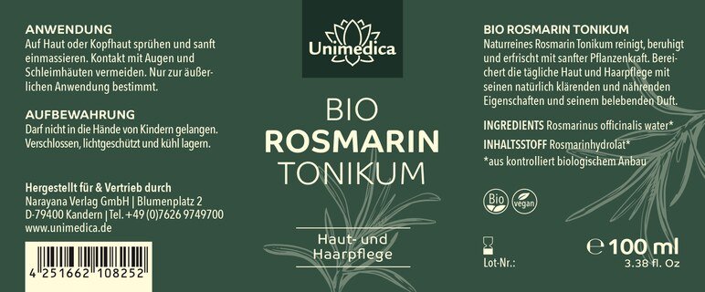 Bio Rosmarin Tonikum  Spray  100 ml  von Unimedica