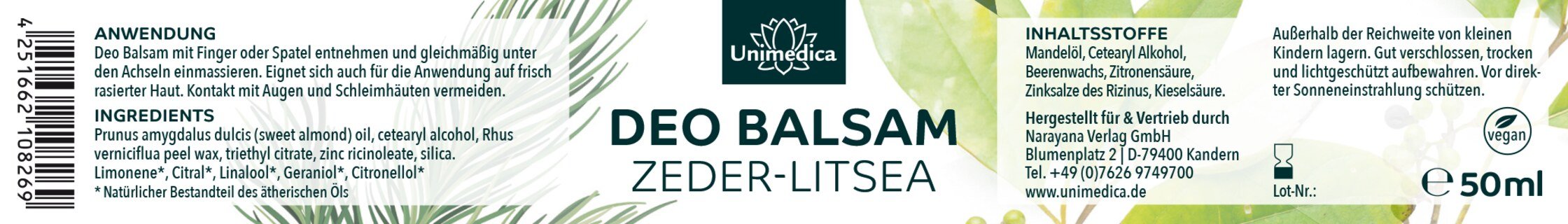 Deo Balsam Zeder-Litsea- 50 ml - von Unimedica