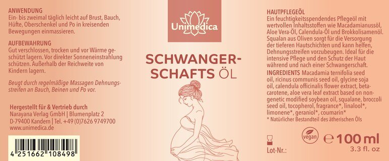 Schwangerschaftsöl -  Körperöl - 100 ml - von Unimedica