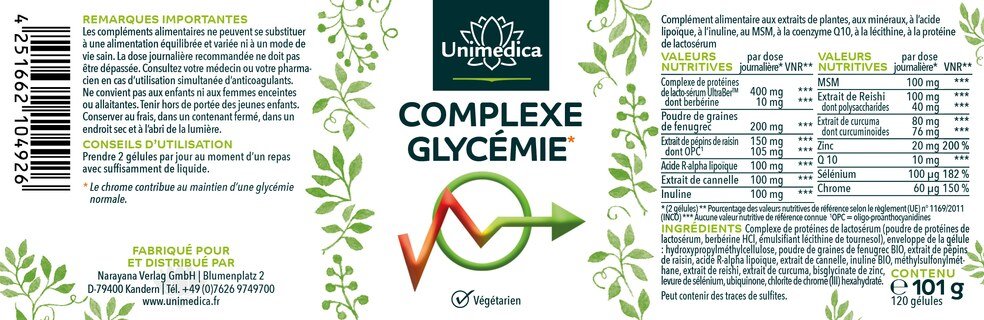 Lot de 2: Complexe glycémie - 2 x 120 gélules - par Unimedica